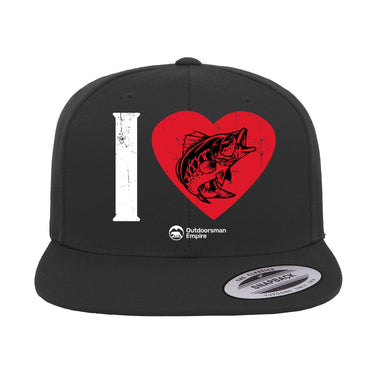 I Love Fishing Embroidered Flat Bill Cap